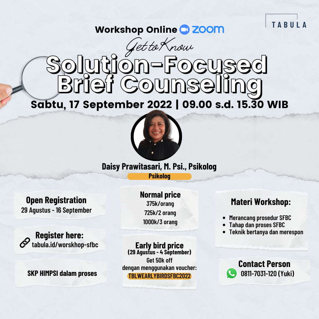 Workshop – Tabula – Get to Know Solution Focused Brief Counseling