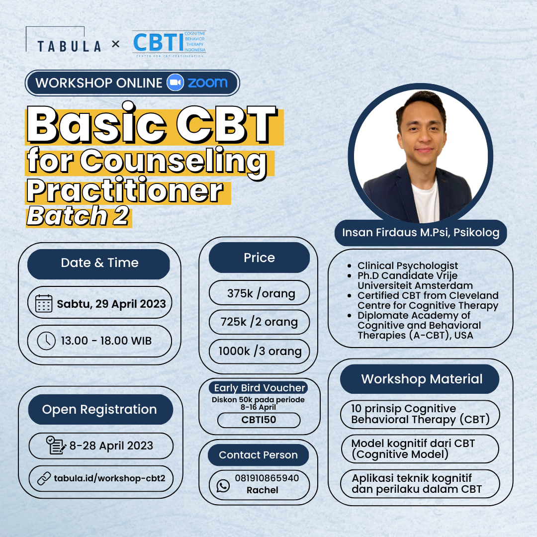 Workshop – Tabula x CBTI – Batch 2 of Basic CBT for Counseling Practitioner