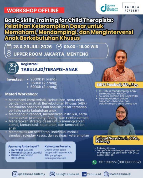 Workshop Basic Skills Training for Child Therapists TIGA TIKET