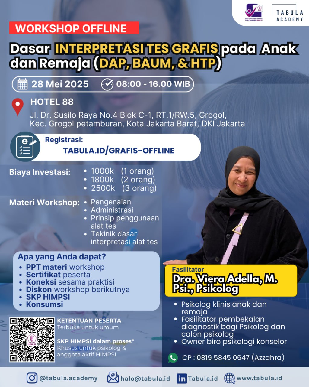 Tabula Offline Workshop – Dasar INTERPRETASI TES GRAFIS pada Anak dan Remaja (DAP,BAUM, & HTP)